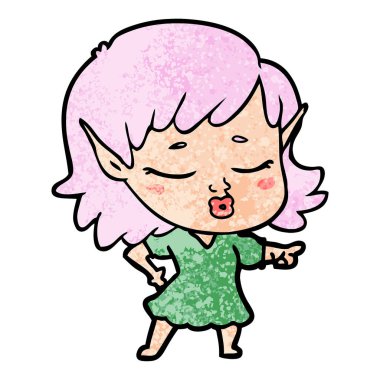 vektör çizim karikatür elf kızı