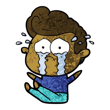 adam ağlıyor çizgi film vektör çizim