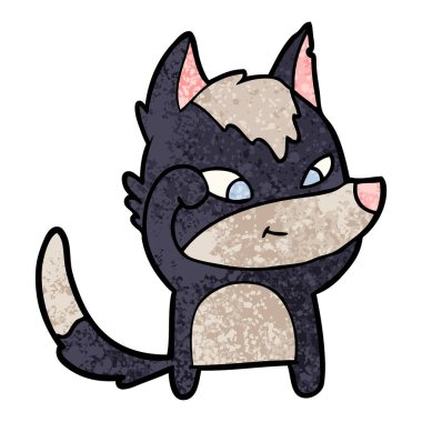 vektör çizim dostu karikatür kurt