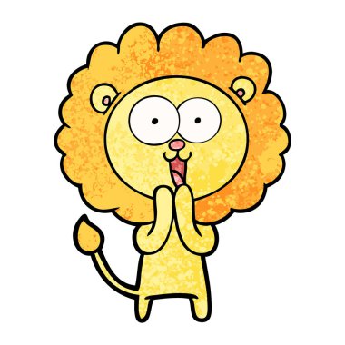 mutlu karikatür aslan vektör çizim
