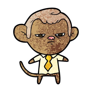 Vektör çizim karikatür gömlek kızgın beyaz izole kravat maymun ile