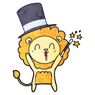 Aslan karikatür gülen vektör çizim