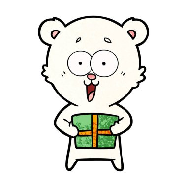 Kutup ayısı Noel mevcut karikatür ile