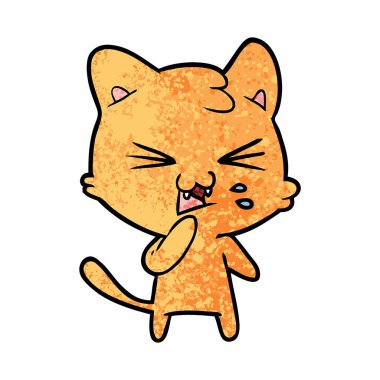 vektör çizim karikatür kedi tıslama