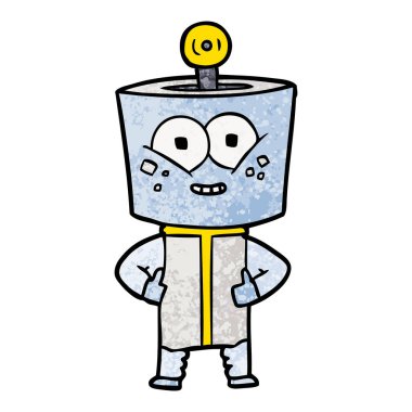 mutlu karikatür robot vektör çizim
