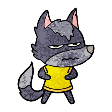 vektör çizim karikatür rahatsız kurt