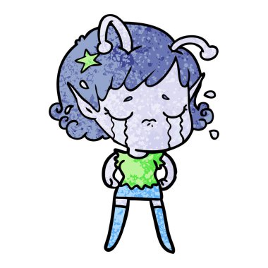 ağlayan uzaylı kız çizgi film