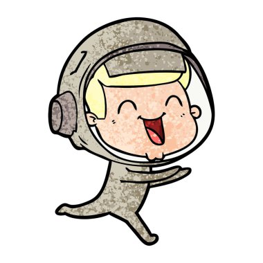 mutlu karikatür astronot vektör çizim