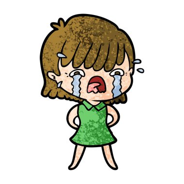 vektör çizim karikatür kız ağlıyor