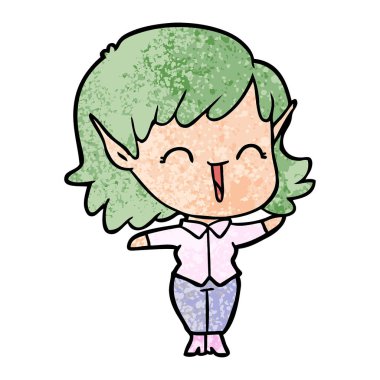 vektör çizim karikatür elf kızı