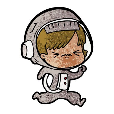 vektör çizim karikatür astronot kadın