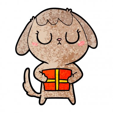 sevimli çizgi köpek Noel hediyesi ile