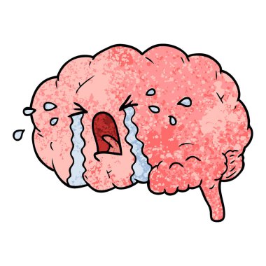 vektör çizim karikatür beyin ağlama