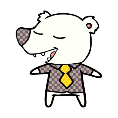 Kutup ayısı gömlek ve kravat karikatür