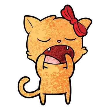 vektör çizim karikatür esneme kedi