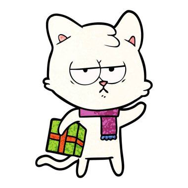 vektör çizim sıkılmış karikatür kedi