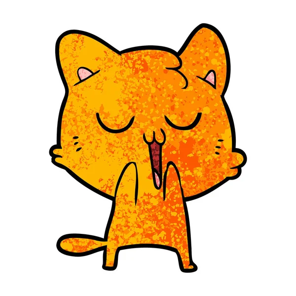 Ilustração Vetorial Desenho Animado Gato Cantando —  Vetores de Stock