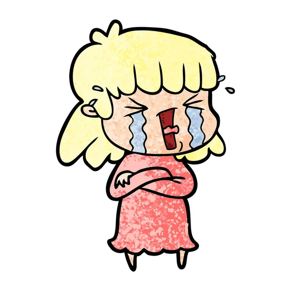 Mujer Dibujos Animados Lágrimas — Vector de stock