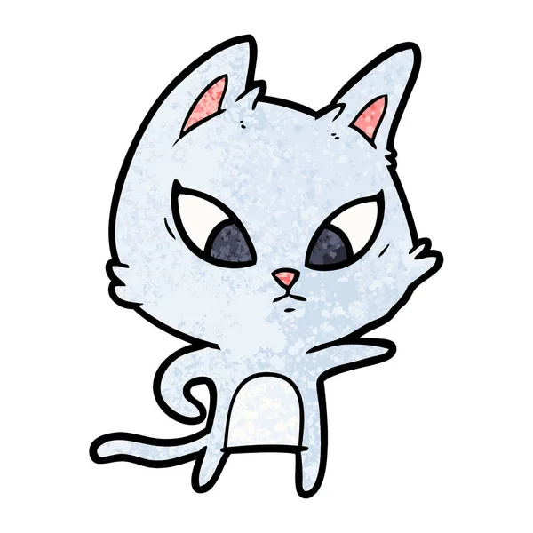 Vector Ilustración Confundido Gato Dibujos Animados — Vector de stock