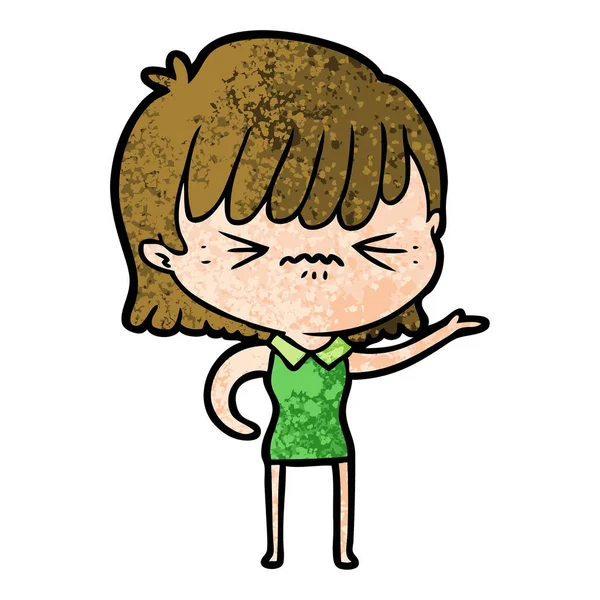 rahatsız çizgi film kız vektör çizim