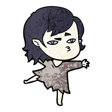 Çizgi filmdeki vampir kızın vektör çizimi