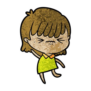 rahatsız çizgi film kız vektör çizim