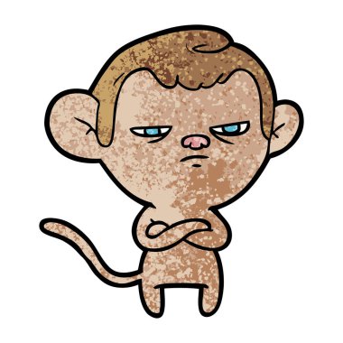 Vektör çizim üzerinde beyaz izole karikatür kızgın maymun