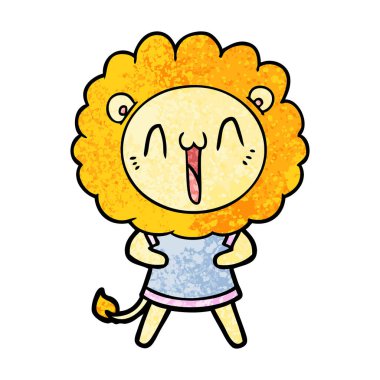 mutlu karikatür aslan vektör çizim