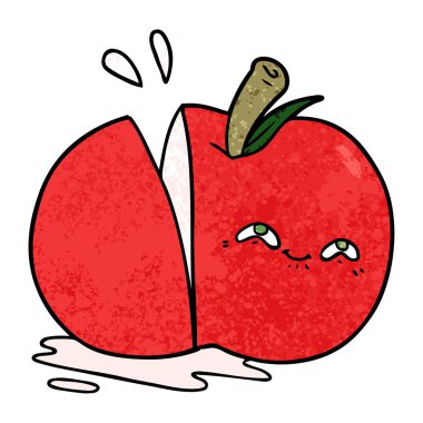vektör çizim karikatür dilimlenmiş elma