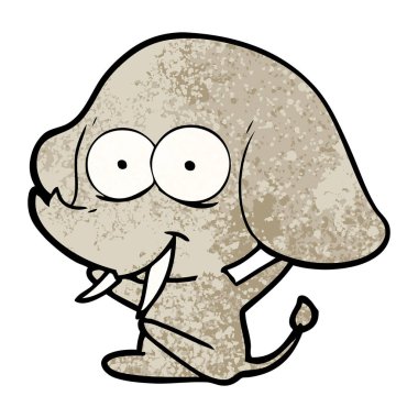 mutlu çizgi film fil vektör çizim