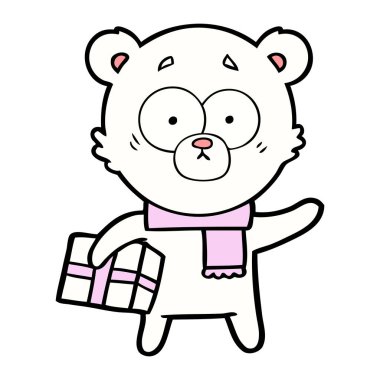 Kutup ayısı Noel mevcut karikatür ile