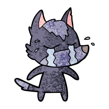 vektör çizim karikatür ağlayan kurt