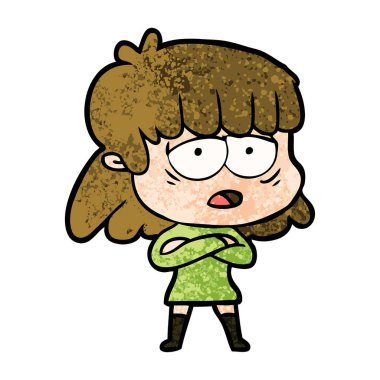 vektör çizim karikatür yorgun kadın