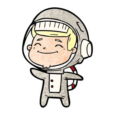 mutlu karikatür astronot vektör çizim