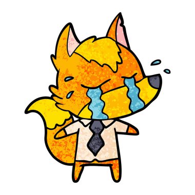 üzgün küçük iş tilki çizgi film karakteri