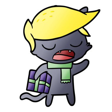 kedi karikatür konuşma vektör çizim