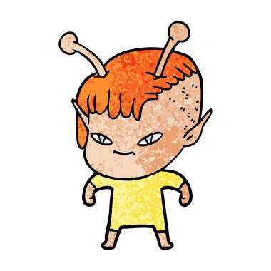 sevimli çizgi uzaylı kız