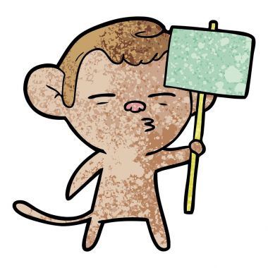 çizgi film tabelasını şüpheli maymunla