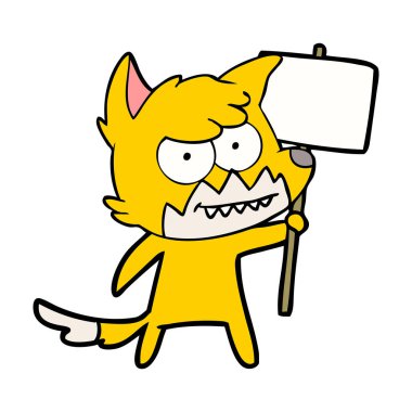 Tilki çizgi film karakteri protesto işareti ile