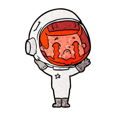 vektör çizim karikatür ağlayan astronot