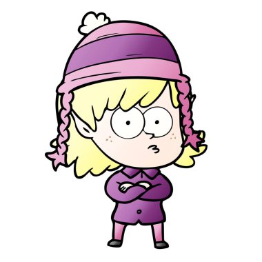 vektör çizim karikatür elf kızı