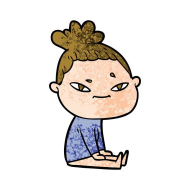 Çizgi filmdeki kadının vektör çizimi