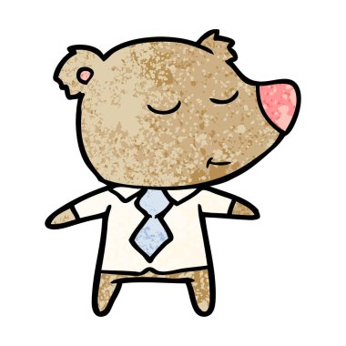 gömlek giymiş mutlu karikatür ayı