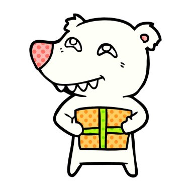 Kutup ayısı Noel mevcut karikatür ile