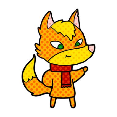 Tilki çizgi film karakteri vektör çizim