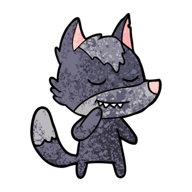 vektör çizim dostu karikatür kurt