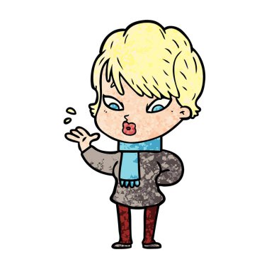 Çizgi filmdeki kadının vektör çizimi