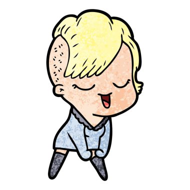 mutlu çizgi film kız vektör çizim