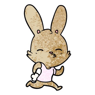 vektör çizim karikatür tavşan çalıştıran
