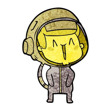 mutlu karikatür astronot vektör çizim